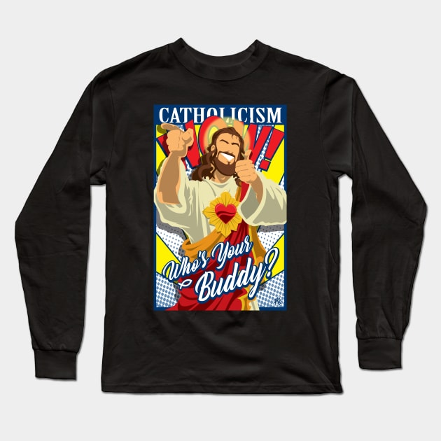 Who's Your Buddy? Long Sleeve T-Shirt by CuddleswithCatsArt